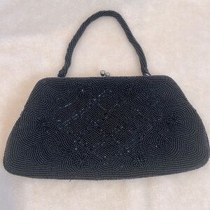 Vintage Beaded Black Clutch Purse